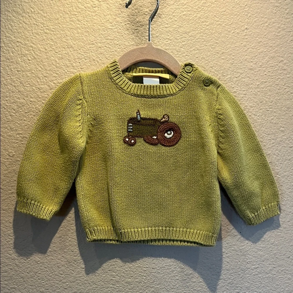 Gymboree Boy’s Petting Zoo Tractor Sweater 2005 Y2K Green 6-12 Months